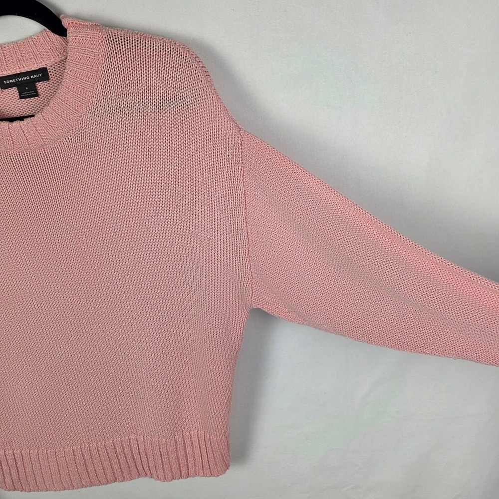 Something Navy Womens Pink Crewneck Sweater Viscose Blend Size S SN406501MI - Picture 3 of 7